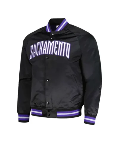 Sacramento Kings Satin Full-Snap Black Jacket