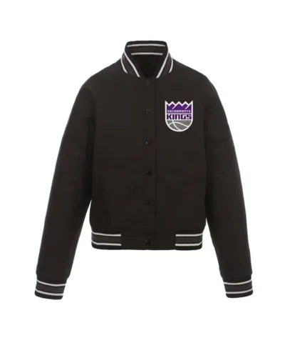 Sacramento Kings Poly Twill Black Full-Snap Jacket