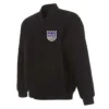Sacramento Kings Varsity Bomber Black Full-Snap Wool Jacket