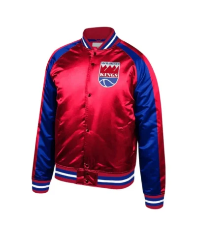 Sacramento Kings Raglan Full-Snap Red and Blue Jacket