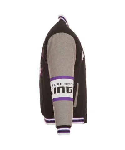 Shop Sacramento Kings Black and Gray Varsity Wool Jacket