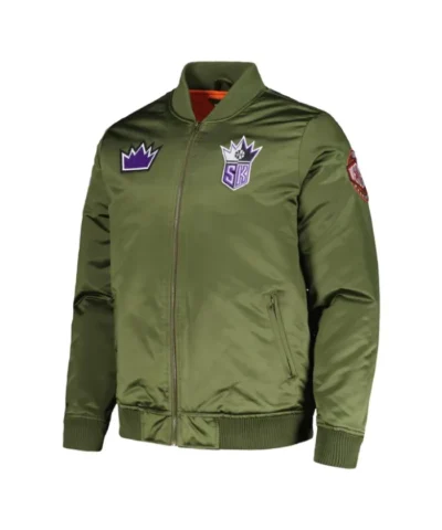 Shop Sacramento Kings Bomber Full-Zip Satin Green Jacket