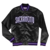 Sacramento Kings Lightweight Black Full-Snap Satin Jacket