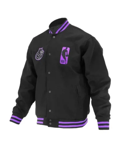 Sacramento Kings Shadow Varsity Full-Snap Wool Black Jacket
