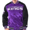 PurpleBlack Sacramento Kings Renegade Varsity Satin Full-Snap Jacket