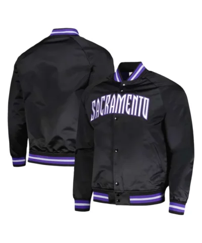 Sacramento Kings Lightweight Satin Full-Snap Black Jacket