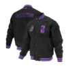 Sacramento Kings Logoman Shadow Varsity Full-Snap Wool Black Jacket