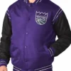 Starter Enforcer Sacramento Kings PurpleBlack Full-Varsity Satin Jacket
