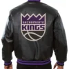 Sacramento Kings Black Varsity Leather Jacket