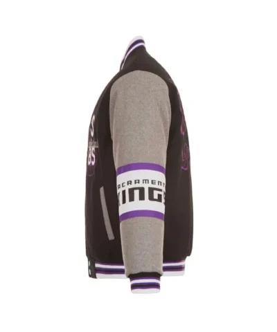 Sacramento Kings Full-Zip Varsity Wool Black and Gray Jacket