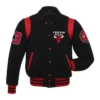Sailor Collar Chicago Bulls Full-Snap Varsity Wool Black Jacket