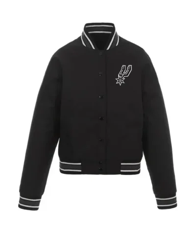 San Antonio Spursa Poly Twill Black Full-Snap Jacket