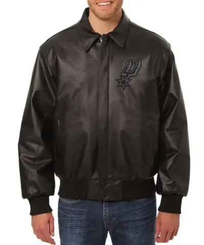 San Antonio Spurs Black Tonal Full-Zip Leather Jacket