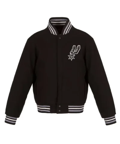 EmbroideredEmbroidered San Antonio Spurs Varsity Black Wool Jacket San Spurs Varsity Black Wool Jacket