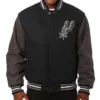 San Antonio Spurs Domestic Two-Tone Charcoal and Black Varsity Wool Jacket