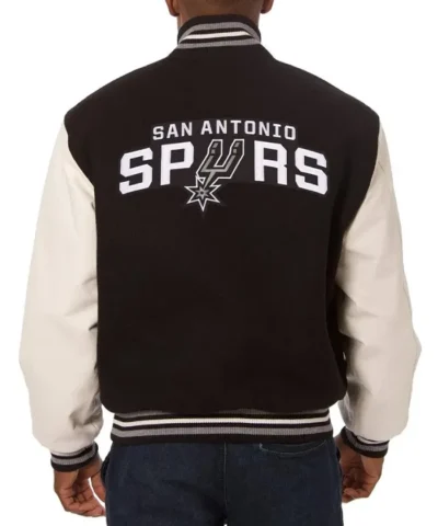 San Antonio Spurs Black and White Two-Tone Varsity Jacket