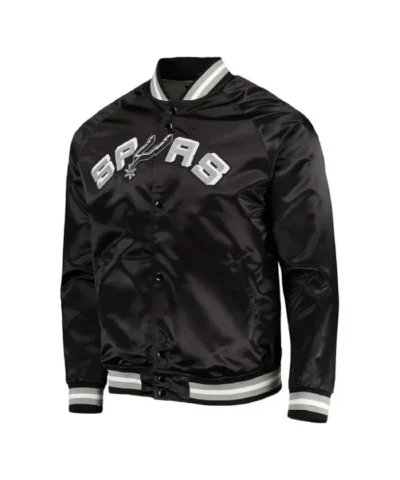 Shop San Antonio Spurs Black Lightweight Full-Snap Satin Jacket