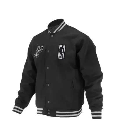 Black San Antonio Spurs Logoman Shadow Full-Snap Wool Jacket