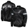 San Antonio Spurs Pick & Roll Full-Snap Satin Black Jacket