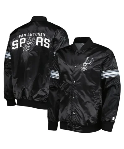 San Antonio Spurs Pick & Roll Full-Snap Satin Black Jacket