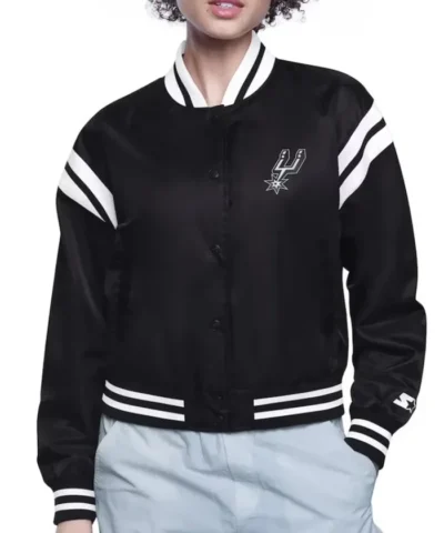 Logo San Antonio Spurs Varsity Full-Snap Satin Jacket