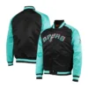 San Antonio Spurs Reload 3.0 Full-Snap Satin Black and Teal Jacket