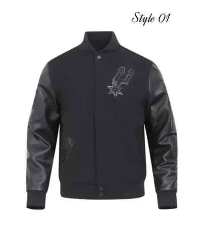 San Antonio Spurs Triple Full-Zip WoolLeather Varsity Jacket