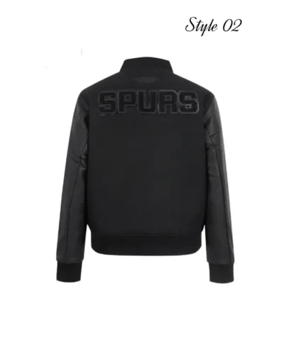 Black San Antonio Spurs Triple Full-Zip WoolLeather Varsity Jacket