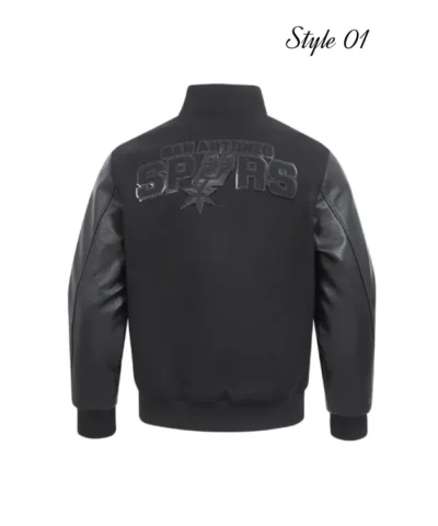 San Antonio Spurs Triple Black Varsity WoolLeather Jacket