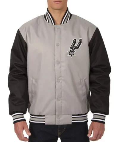 San Antonio Spurs Full-Snap Black and Grey Jacket