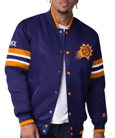 Phoenix Suns Scout I Varsity Full-Snap Satin Purple Jacket