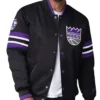 Sacramento Kings Scout I Varsity Full-Snap Satin Black Jacket