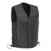 Sharp Shooter Button-Up Black Leather Vest