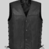 Sharp Shooter Button-Up Leather Vest For Mens