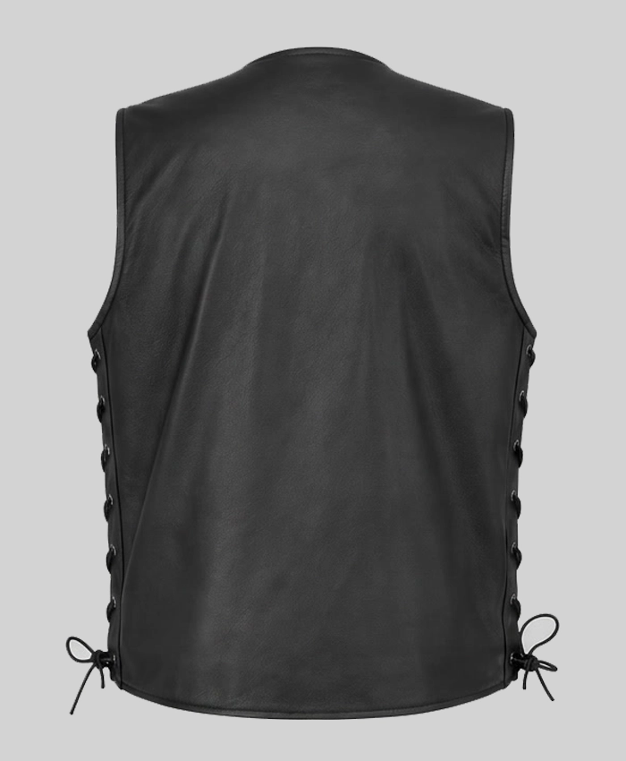 Sharp Shooter Button-Up Leather Vest Mens