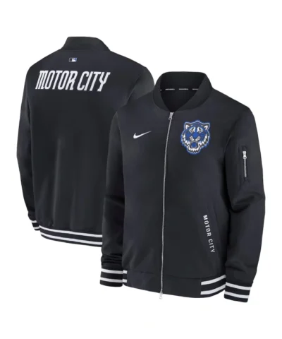 2025 Detroit Tigers Full-Zip Black Bomber Jacket