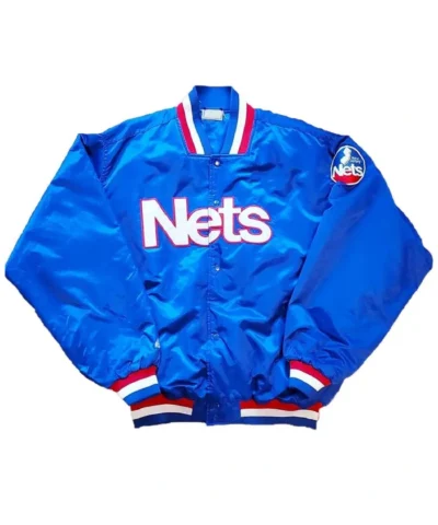 Shop 90’s New Jersey Nets Royal Satin Jacketa