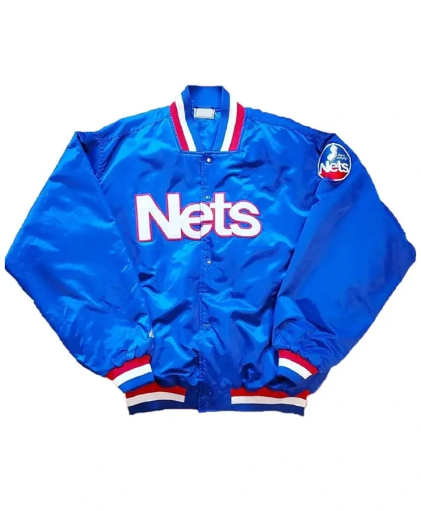 Shop 90’s New Jersey Nets Royal Satin Jacketa