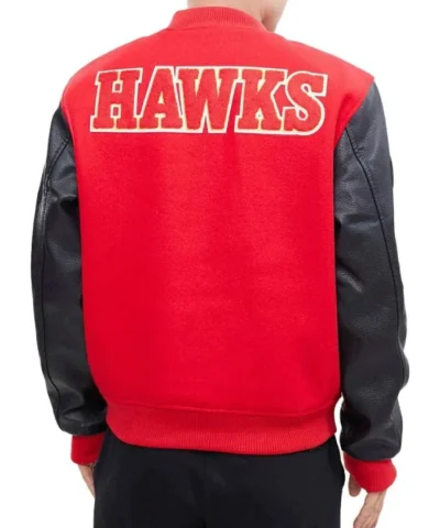 Atlanta Hawks Red and Black Letterman Jacket