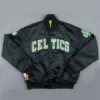 Shop Boston Celtics Black Full-Snap Satin Bomber Jacket
