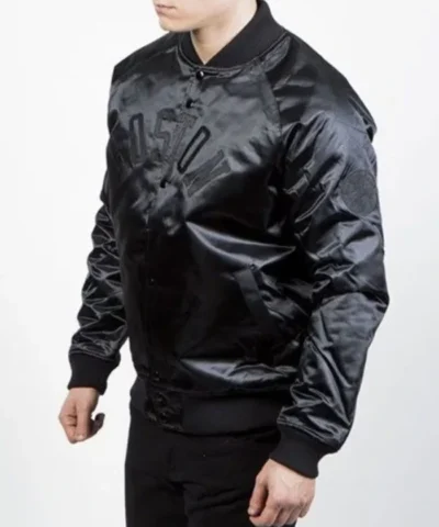 Boston Celtics Black Tonal Full-Snap Satin Jacket