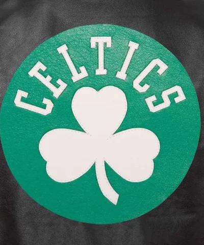 Shop Boston Celtics Full-Snap Leather Black Varsity Jacket