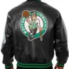Boston Celtics Black Leather Varsity Jacket