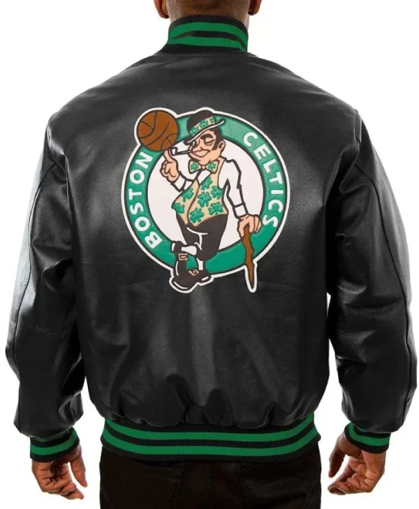 Boston Celtics Black Leather Varsity Jacket