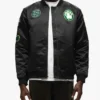 Shop Boston Celtics Full-Zip Satin Black Bomber Jacket