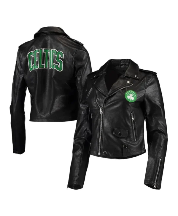 Boston Celtics Black Moto Leather Jacket