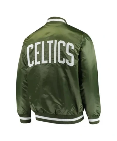 Boston Celtics Full-Snap Green Satin Varsity Jacket