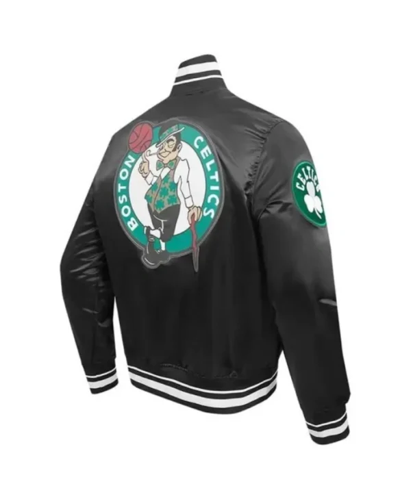 Boston Celtics Script Tail Black Satin Jacket
