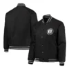 Brooklyn Nets Black Poly Twill Full-Snap Jacket