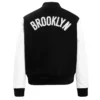 Brooklyn Nets Classic Full-Zip WoolLeather Varsity Jacket